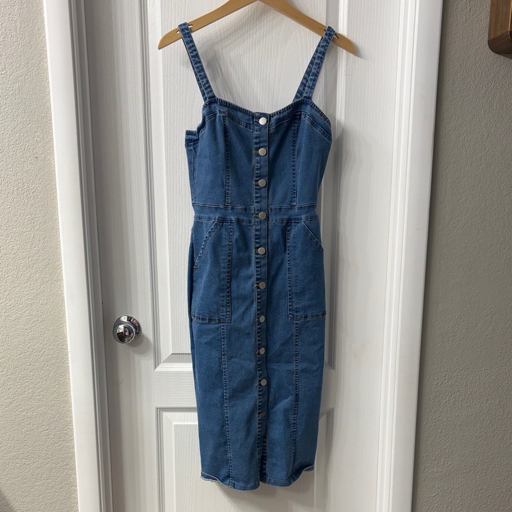 SHEIN Blue Denim Midi Dress
